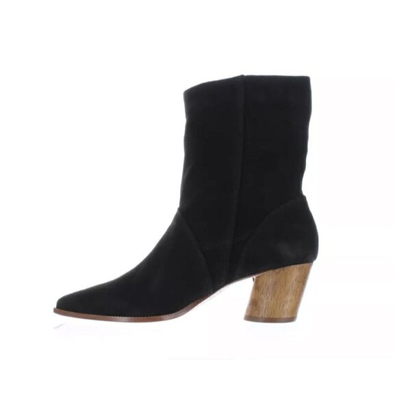 Anthropologie x Bernardo NWT $288 Booties Felix Black Suede Western Size 7.5M - Picture 5 of 8